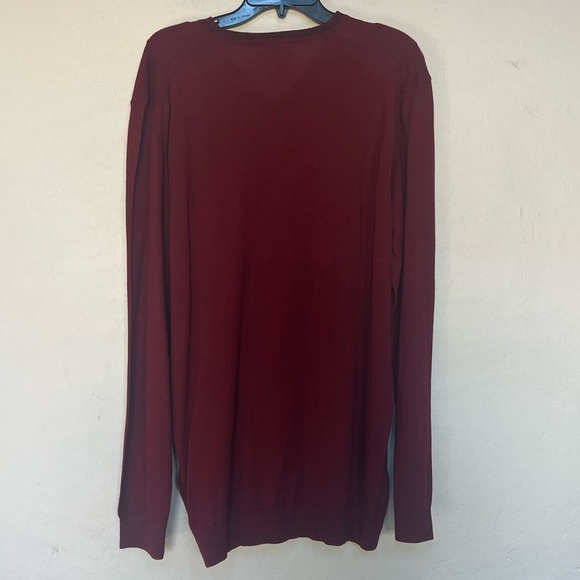 Jared Lang Men's V Neck merino wool blend Sweater XXLarge Red - Picture 4 of 5